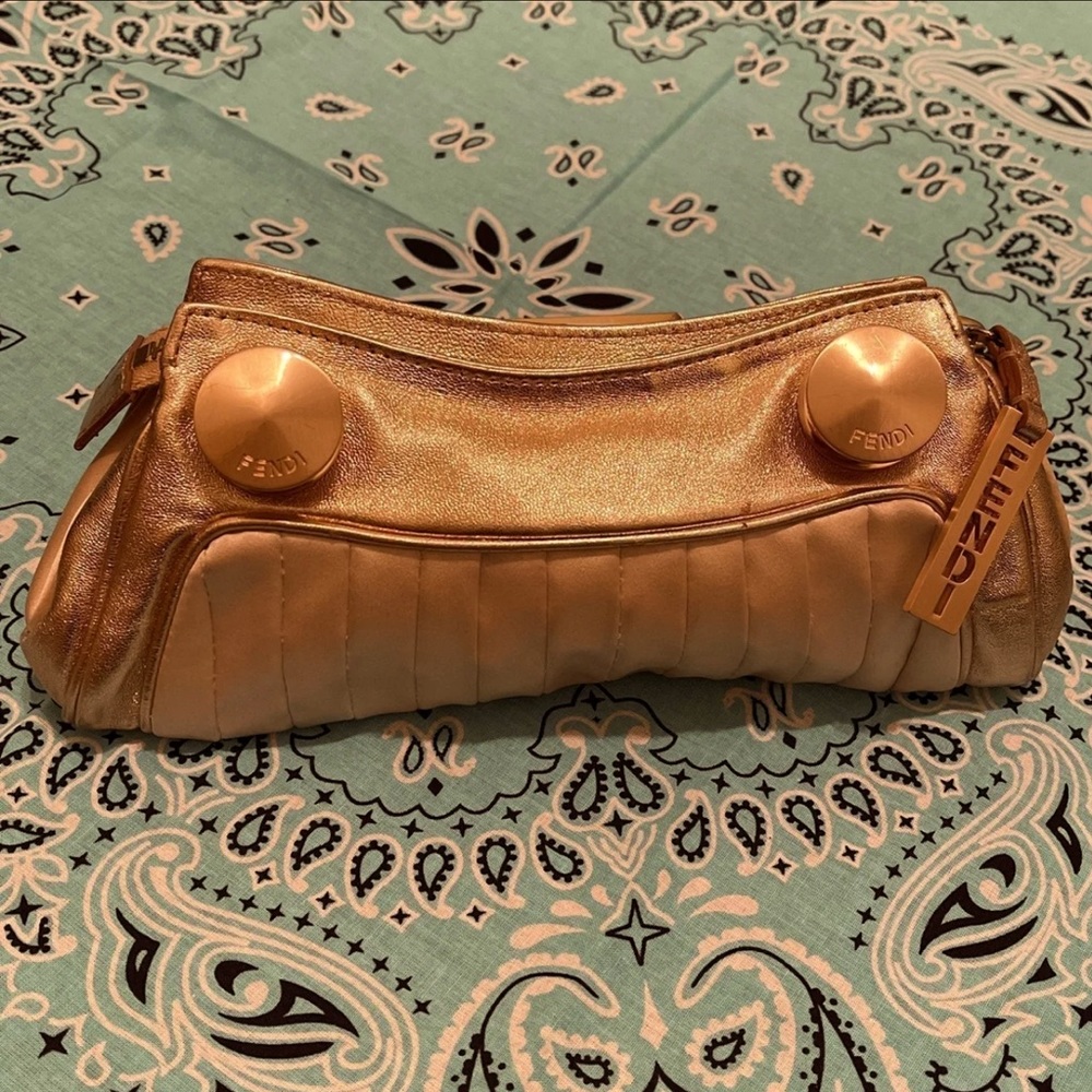Metallic Rose Gold Fendi Clutch